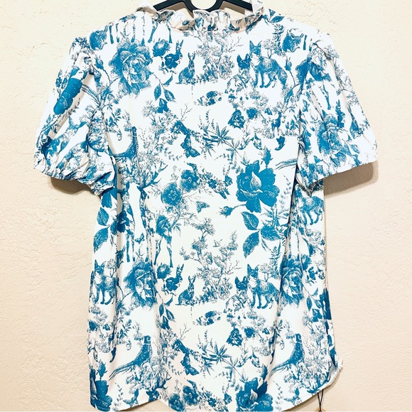 Cherry Betty Toile Floral Blue Top size Medium NWT - Picture 10 of 10